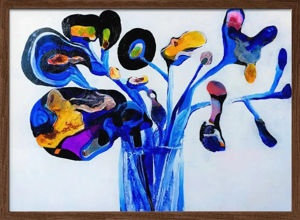 Blue Flowers - Stretched Canvas, Poster or Fine Art Print
