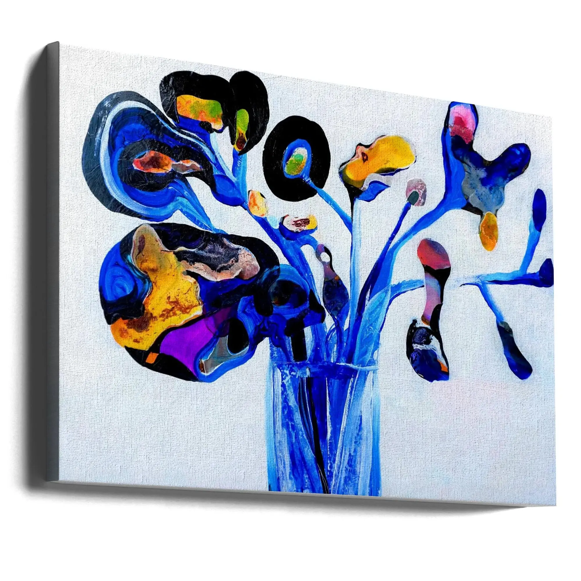 Blue Flowers - Stretched Canvas, Poster or Fine Art Print