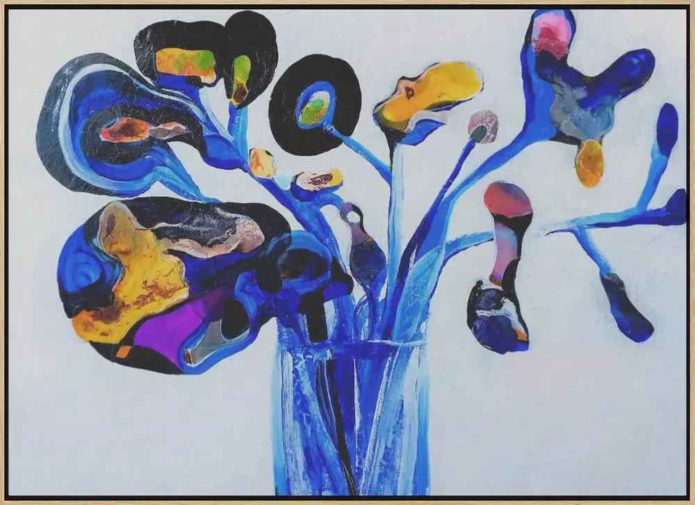 Blue Flowers - Stretched Canvas, Poster or Fine Art Print