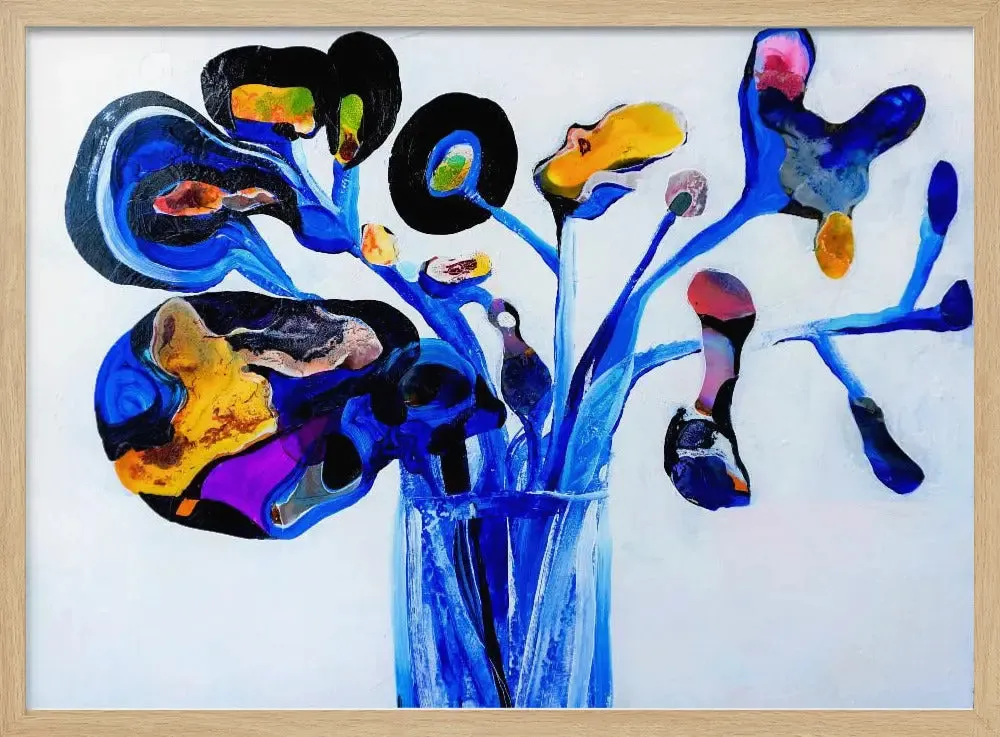 Blue Flowers - Stretched Canvas, Poster or Fine Art Print