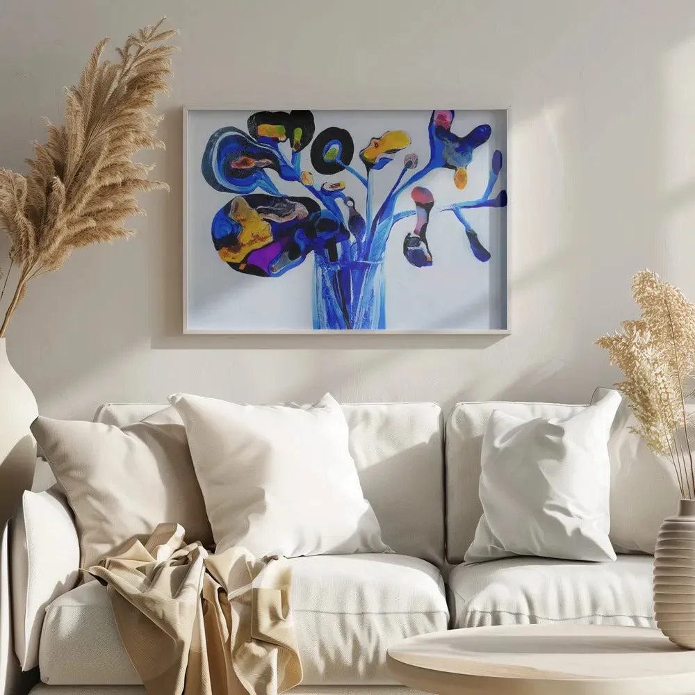 Blue Flowers - Stretched Canvas, Poster or Fine Art Print