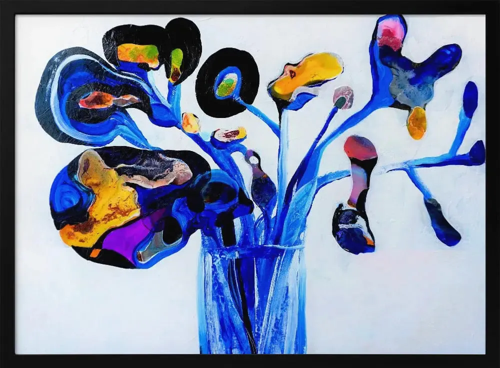 Blue Flowers - Stretched Canvas, Poster or Fine Art Print
