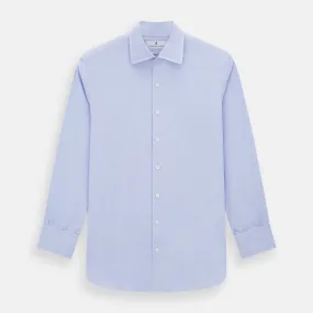 Blue Herringbone Tailored Fit Shirt With Kent Collar Blue Herringbone Tailored Fit Shirt With Kent Collar