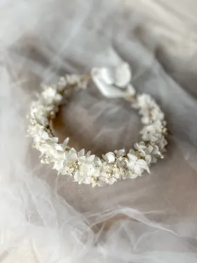 Boho Flower Crown, White Hydrangea and Gypsophila Headband, Dried Flower Hair Wreath for Brides, Minimal Wedding Tiny Floral Crown Boho Flower Crown, White Hydrangea and Gypsophila Headband, Dried Flower Hair Wreath for Brides, Minimal Wedding Tiny Floral Crown