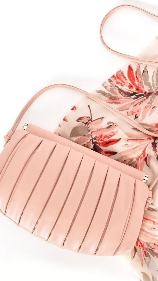 Box Pleat Snap Top Bag - Rose Pink