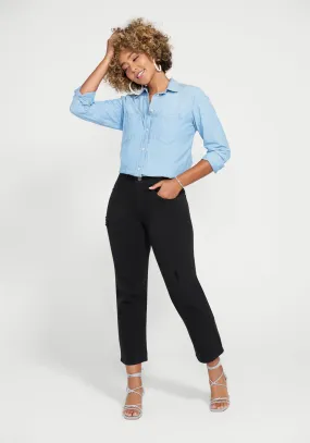 Boyfriend Crop Jean | Straight (Distressed Black Rinse) Boyfriend Crop Jean | Straight (Distressed Black Rinse)