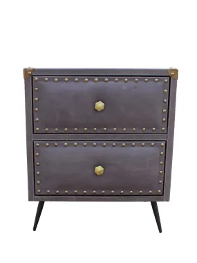 BROOKLYN - TWO DRAWER LEATHER SIDE TABLE BROOKLYN - TWO DRAWER LEATHER SIDE TABLE