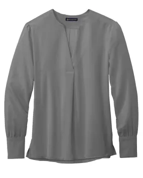 Brooks Brothers - Women's Open-Neck Satin Blouse Brooks Brothers - Women's Open-Neck Satin Blouse