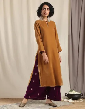 Brown Velvet Slit Kurta Brown Velvet Slit Kurta