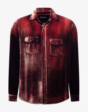 Burgundy Devoré Velvet Oversized Shirt - Burgundy Devoré Velvet Oversized Shirt -