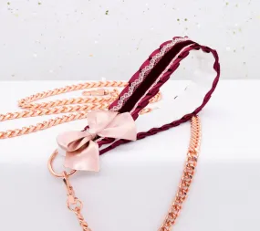 Burgundy Velvet and Rose Gold Luxury BDSM Leash Burgundy Velvet and Rose Gold Luxury BDSM Leash