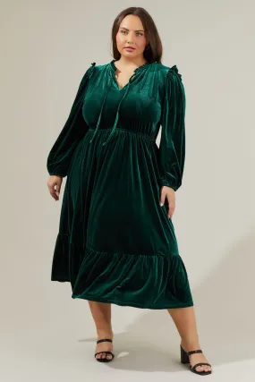 Charleston Ruffle Velvet Midi Dress Curve Charleston Ruffle Velvet Midi Dress Curve