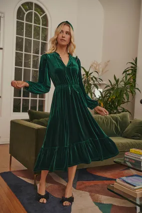 Charleston Ruffle Velvet Midi Dress Charleston Ruffle Velvet Midi Dress