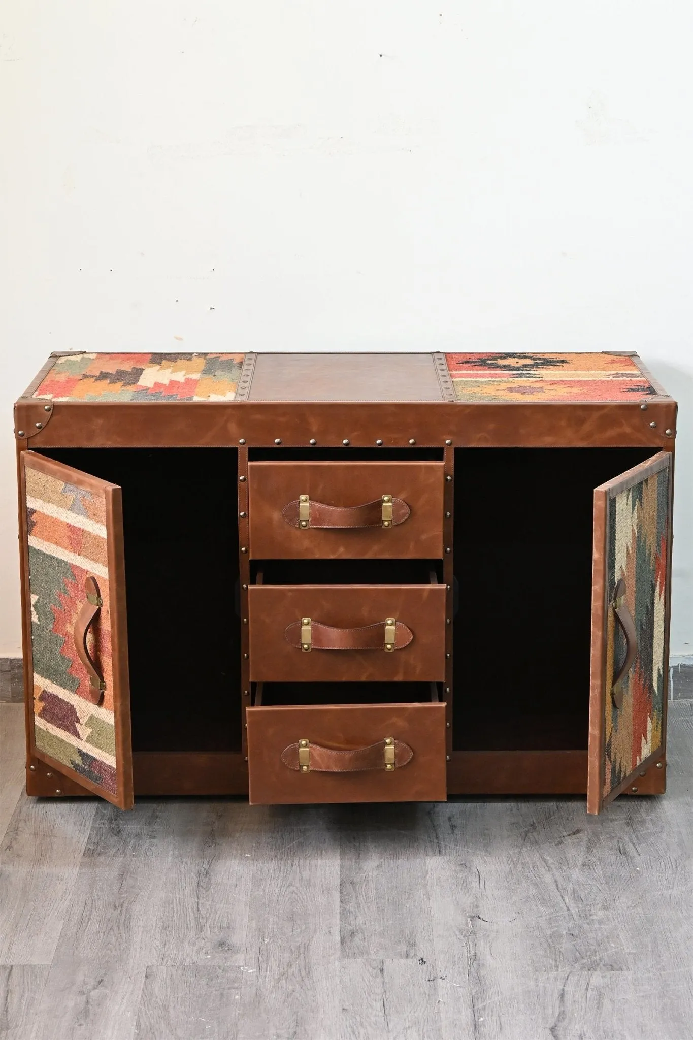 CHARLEY CHEST OF DRAWERS - KILIM AND LEATHER