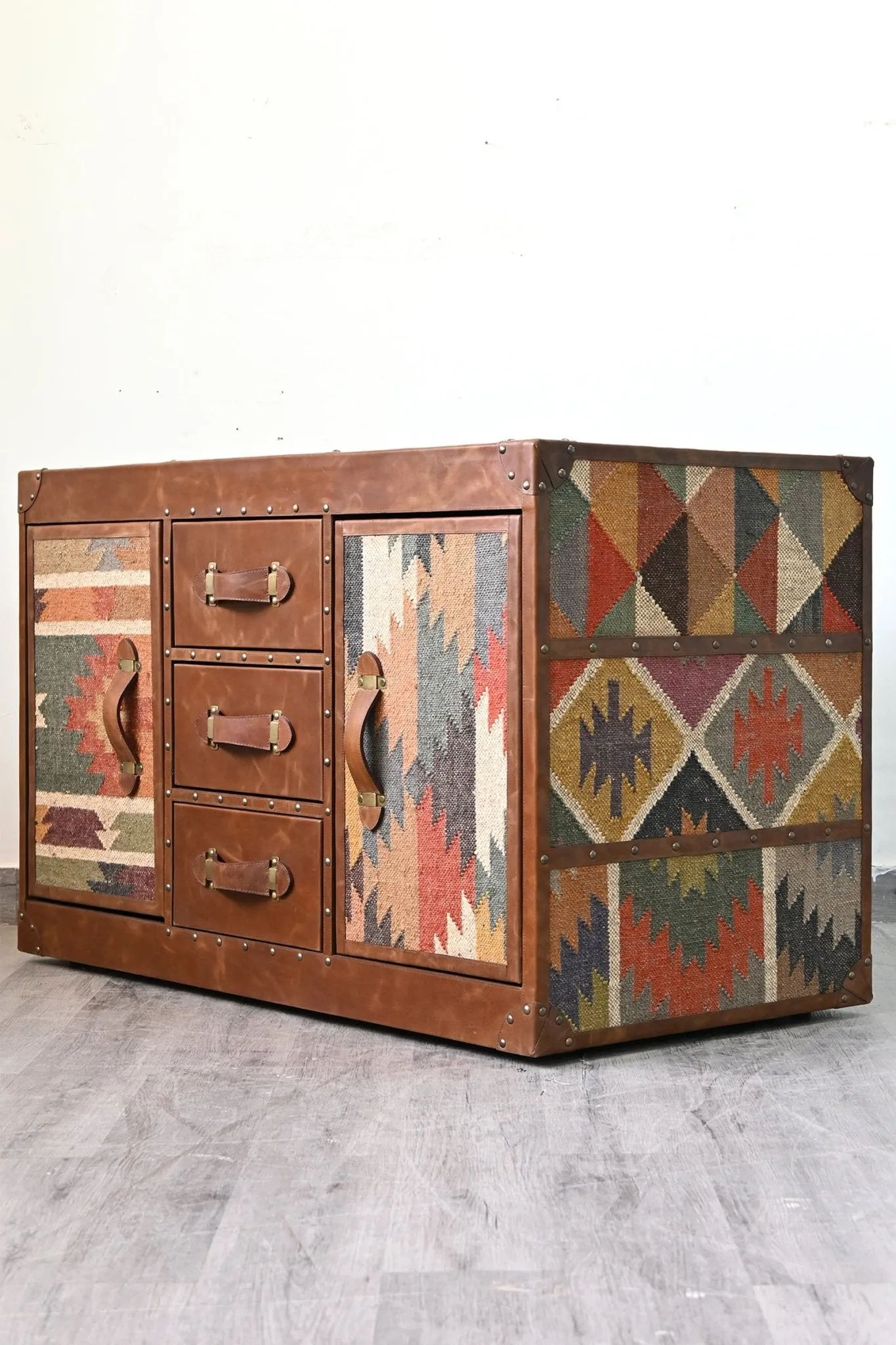 CHARLEY CHEST OF DRAWERS - KILIM AND LEATHER