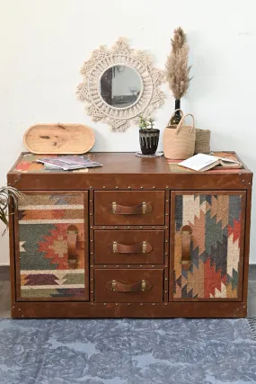 CHARLEY CHEST OF DRAWERS - KILIM AND LEATHER CHARLEY CHEST OF DRAWERS - KILIM AND LEATHER