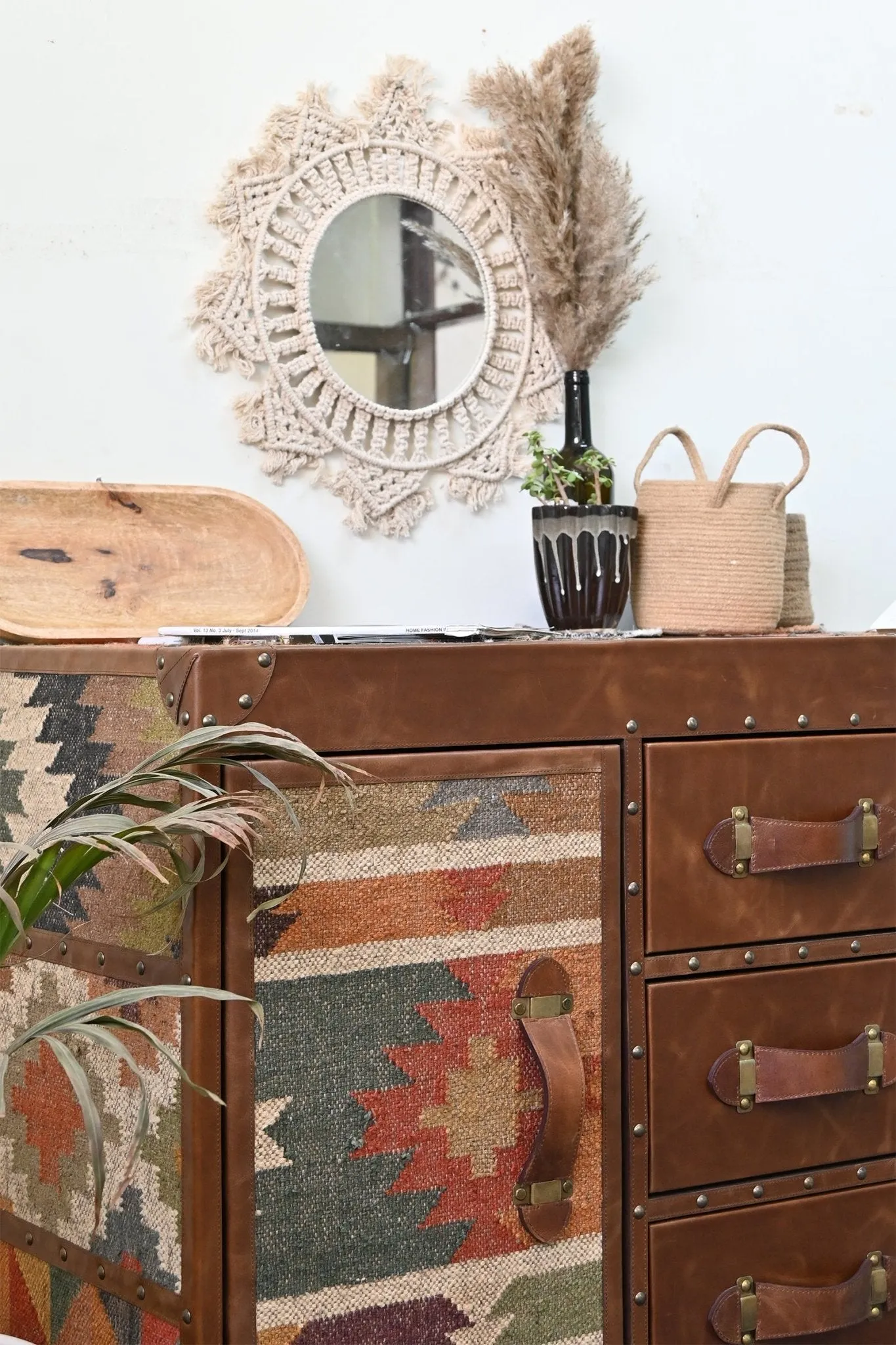 CHARLEY CHEST OF DRAWERS - KILIM AND LEATHER