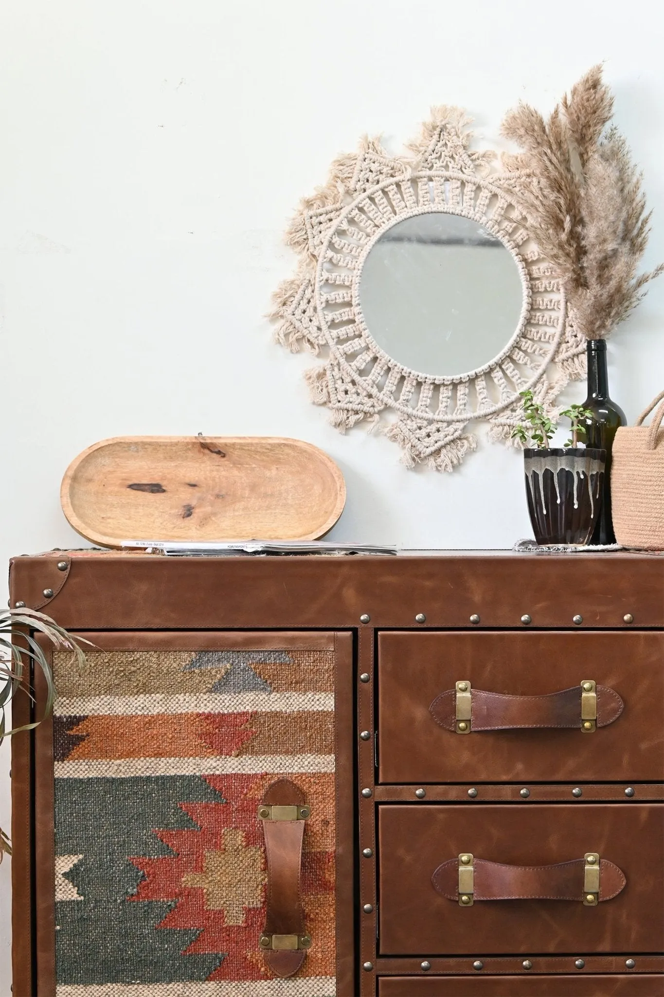 CHARLEY CHEST OF DRAWERS - KILIM AND LEATHER