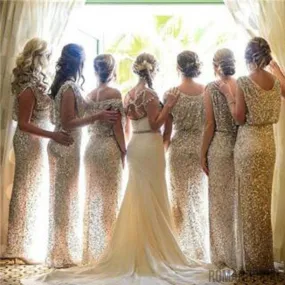 Charming Popular Sparkly Bling Rose Gold Sequin Long  Bridesmaid Dress,wedding guest dress , WG29 Charming Popular Sparkly Bling Rose Gold Sequin Long  Bridesmaid Dress,wedding guest dress , WG29