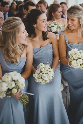 Cheap One Shoulder Column Chiffon Ruffles Long Bridesmaid Dress, BD62 Cheap One Shoulder Column Chiffon Ruffles Long Bridesmaid Dress, BD62