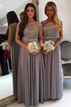 Cheap Scoop Neck Floor Length Lace and Chiffon Bridesmaid Dresses, BD57 Cheap Scoop Neck Floor Length Lace and Chiffon Bridesmaid Dresses, BD57