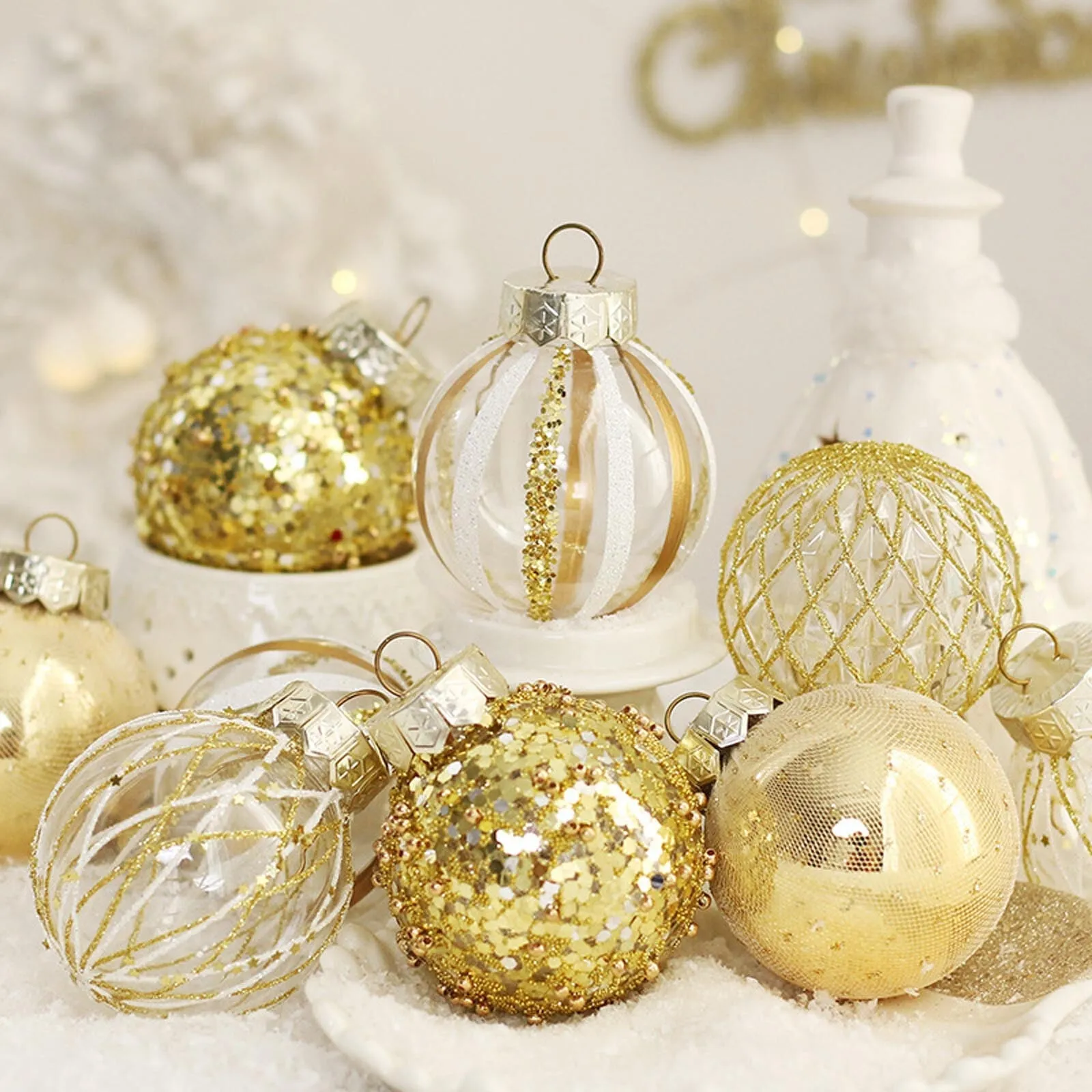 CHGBMOK Christmas Ball Ornaments 25PCS for Xmas Tree Decor 2.36" Shatterproof Christmas Tree Decorations White Gold - Walmart.com