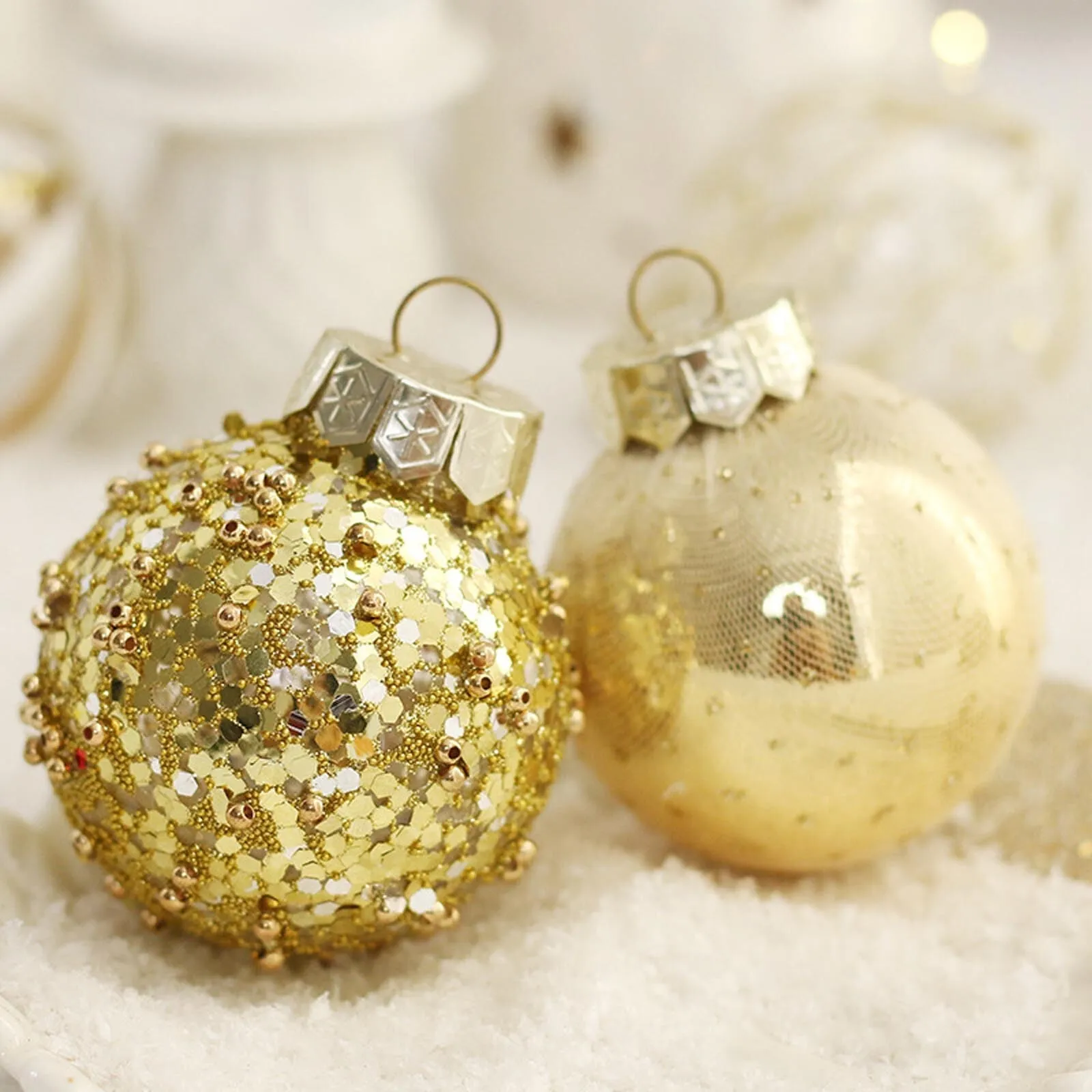 CHGBMOK Christmas Ball Ornaments 25PCS for Xmas Tree Decor 2.36" Shatterproof Christmas Tree Decorations White Gold - Walmart.com
