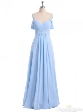 Chiffon Sky Blue Long Bridesmaid Dress, Off Shoulder Spaghetti Prom Dress OB276 Chiffon Sky Blue Long Bridesmaid Dress, Off Shoulder Spaghetti Prom Dress OB276