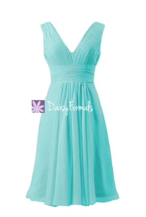 Crisp Tiffany Blue Formal Dress Deep V-neckline Women Party Dress (BM1422A) Crisp Tiffany Blue Formal Dress Deep V-neckline Women Party Dress (BM1422A)