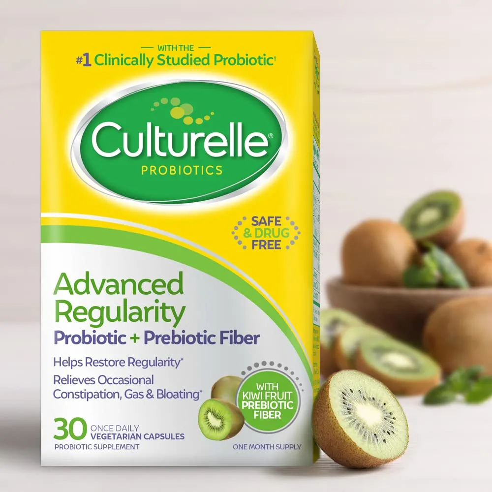 Culturelle Advanced Regularity Daily Probiotic   Prebiotic Fiber Capsules - 30 Ct