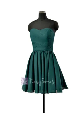 Custom Teal Cocktail Bridesmaid Dress Rich Peacock Strapless Chiffon Party Dress (BM10824N) Custom Teal Cocktail Bridesmaid Dress Rich Peacock Strapless Chiffon Party Dress (BM10824N)