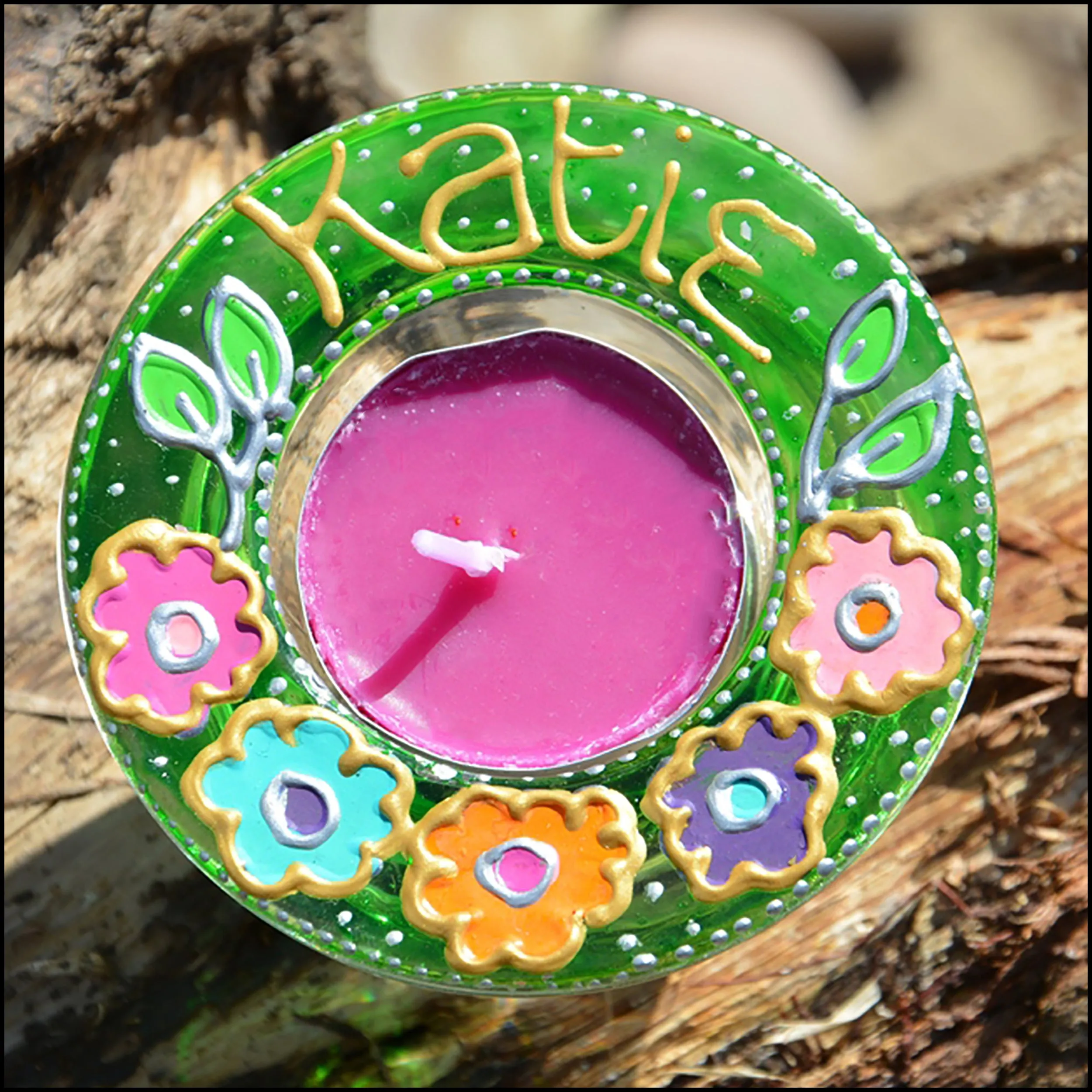 Dahlia Flowers Bespoke Meditation Tealight Holder