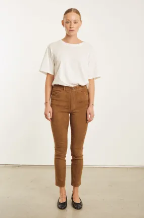 Dark Cognac Suede 5 Pocket Slim Trousers Dark Cognac Suede 5 Pocket Slim Trousers