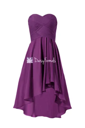 Dark Magenta Strapless Formal Dress High Low Dress Purple Party Dress (BM2426) Dark Magenta Strapless Formal Dress High Low Dress Purple Party Dress (BM2426)