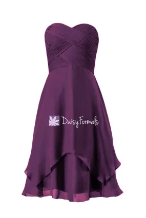 Dark Plum Party Dress Chiffon Dress Knee Length Byzantium Chiffon Bridesmaids Dress(BM912A) Dark Plum Party Dress Chiffon Dress Knee Length Byzantium Chiffon Bridesmaids Dress(BM912A)