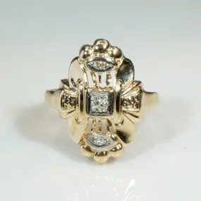 Diamond Art Deco Dinner Ring in Two-Tone Gold Diamond Art Deco Dinner Ring in Two-Tone Gold