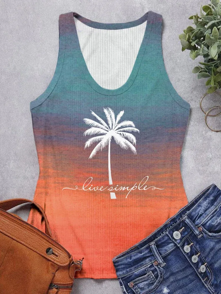 DressBetty - 2024 Gradient Coconut Tree Knitted Camis Top for Women