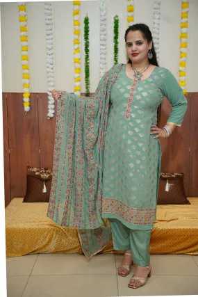 Dusty Green Sequined Suit Set Dusty Green Sequined Suit Set