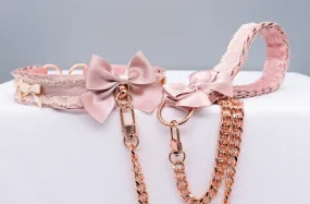 Dusty Rose and Cream Rose Gold Collar and Leash BDSM Set Dusty Rose and Cream Rose Gold Collar and Leash BDSM Set