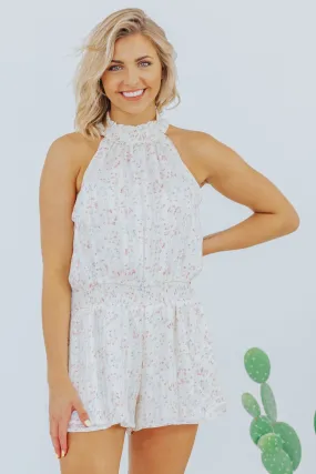 Effortless Romper In Floral Ivory Effortless Romper In Floral Ivory
