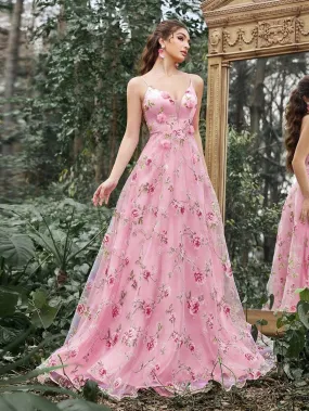 Elegant Lace Up Back Floral Appliques Cami Party Dress Elegant Lace Up Back Floral Appliques Cami Party Dress