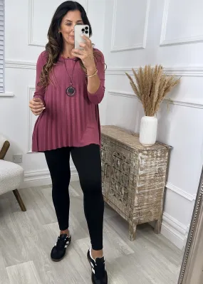 Ella Old Rose Pleated Necklace Top Ella Old Rose Pleated Necklace Top