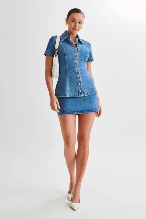 Ellie Denim Mini Skirt - 70's Blue Ellie Denim Mini Skirt - 70's Blue