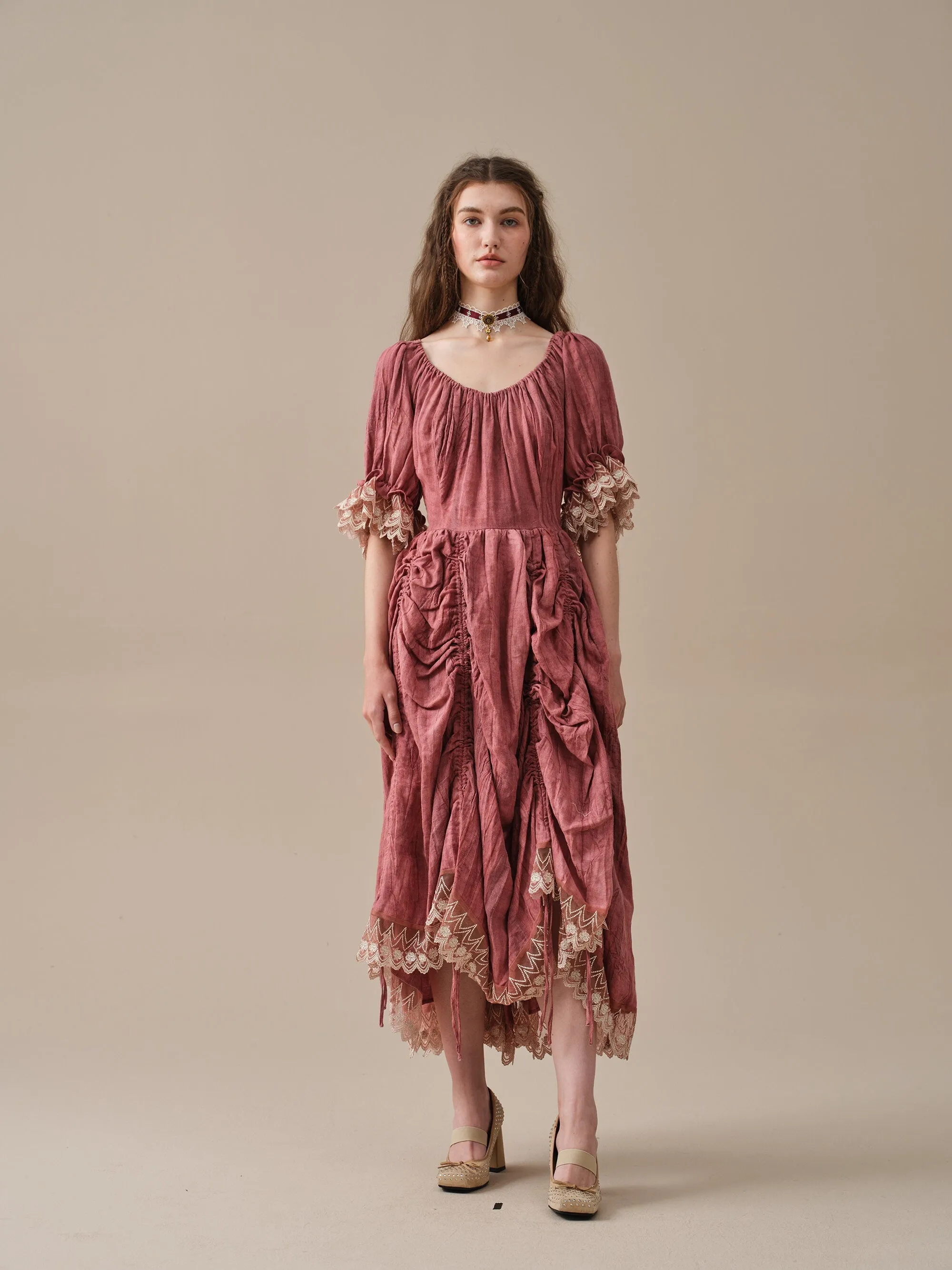 Elowen 27 | Lace Linen dress gown ( 2 way to wear )