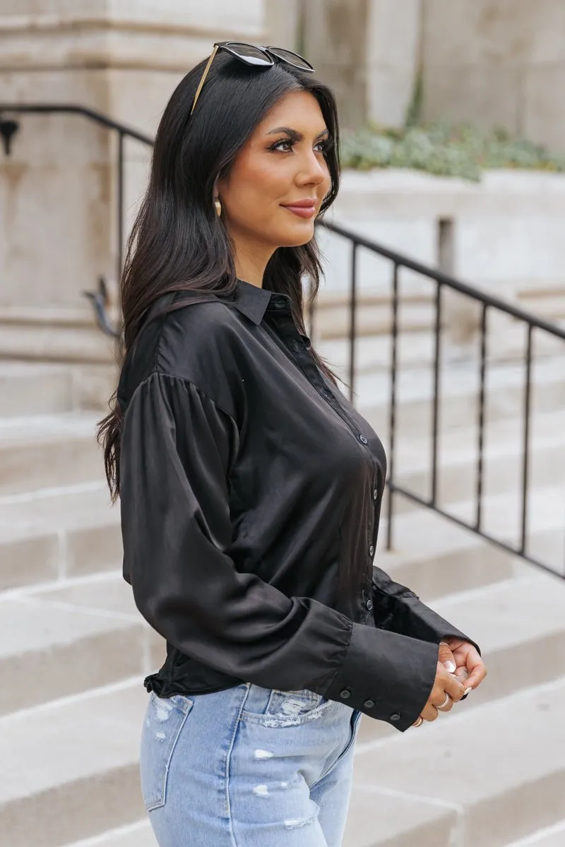 Elsie Black Button Down Shirt - FINAL SALE