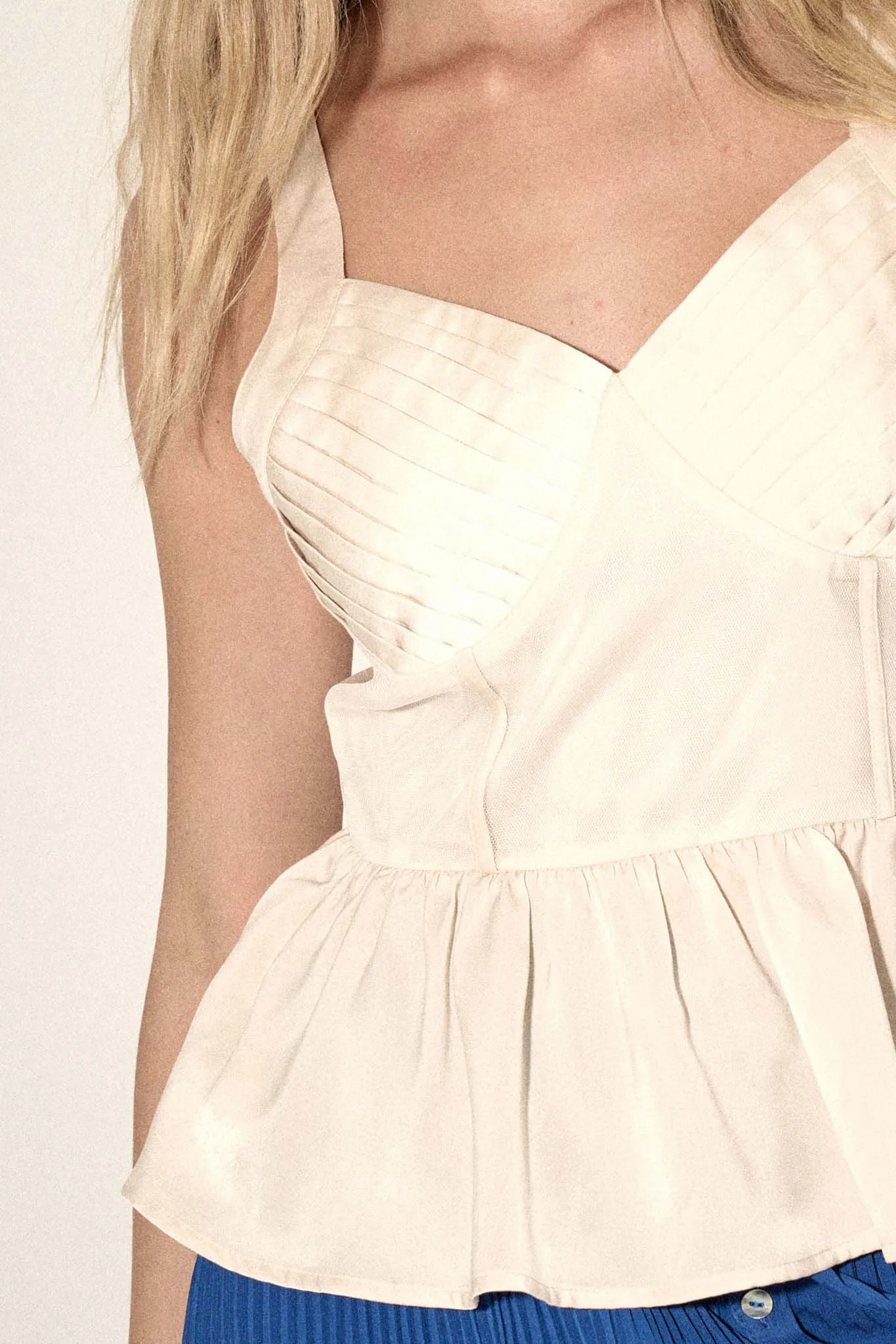 Everyday Elegance Pleated Satin Peplum Cami Top
