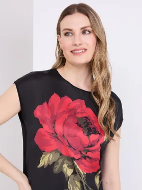 Floral Print Satin Dolman Sleeve Top Floral Print Satin Dolman Sleeve Top