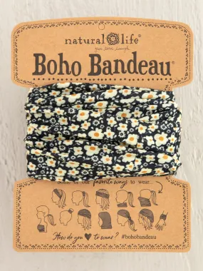 Full Boho Bandeau® Headband - Black And Cream Floral Full Boho Bandeau® Headband - Black And Cream Floral