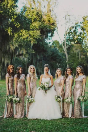 Gold Sequin Sparkly Mermaid Long Rose Bridesmaid Dress,Maid of honor Dresses, BD34 Gold Sequin Sparkly Mermaid Long Rose Bridesmaid Dress,Maid of honor Dresses, BD34