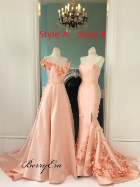 Gorgeous Baby Pink Handmade Flowers Prom Dresses, Cheap Prom Dresses Gorgeous Baby Pink Handmade Flowers Prom Dresses, Cheap Prom Dresses